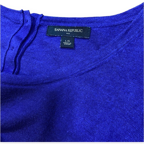 2for$30 BANANA REPUBLIC Royal Blue 3/4 Sleeve Button Detail Top Size Large - Picture 5 of 10